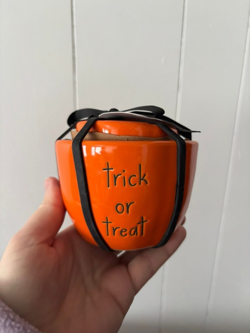 Trick or Treat Orange Ceramic measuring cups